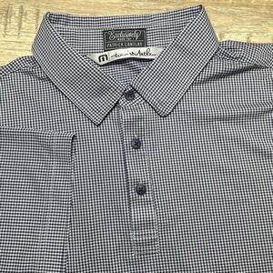 Travis Mathew Exclusively for Patrick Cantlay Tour Polo Shirt Men M Gingham Blue